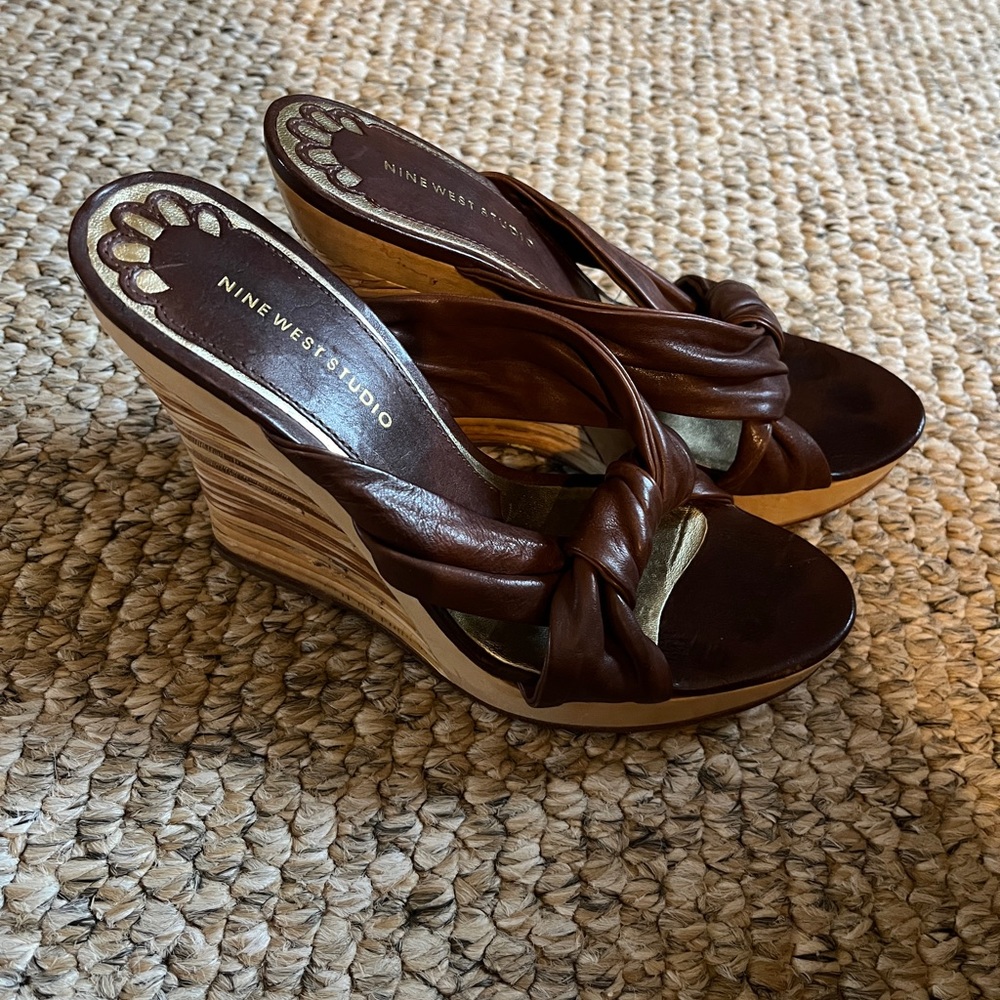 NINE WEST STUDIO Brown Wedges